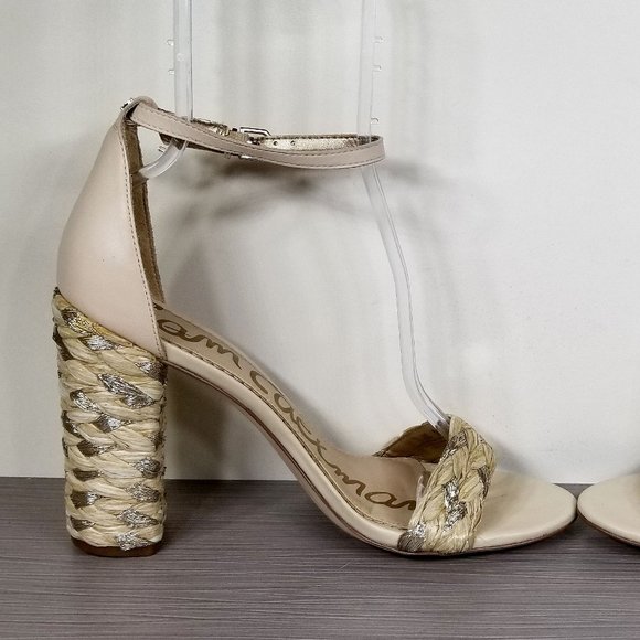 Sam Edelman Yoana Woven Trim Sandal, Ivory & Gold, Womens Size 9.5 M / 39.5 - Picture 6 of 13